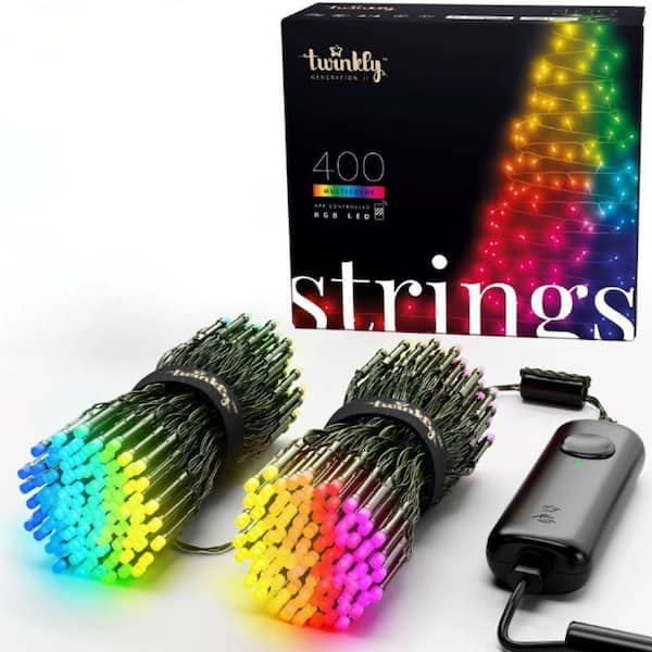 twinkly Icicle 16 ft. 190-count App-Controlled Multicolored Smart LED Christmas Lights (2 Pack)