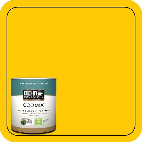 1 qt. #370B-7 Yellow Flash Semi-Gloss Enamel EcoMix Plant-Based Interior Paint & Primer