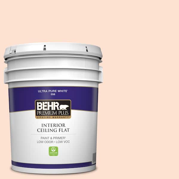 BEHR PREMIUM PLUS 5 gal. #220A-1 Powdered Peach Ceiling Flat Interior Paint