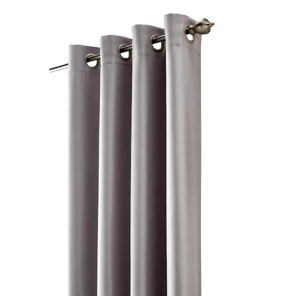 THERMALOGIC Antique Satin Silver Pearl Polyester Faux Silk 52 in. W x 108 in. L Grommet Indoor Room Darkening Curtain (Single Panel)