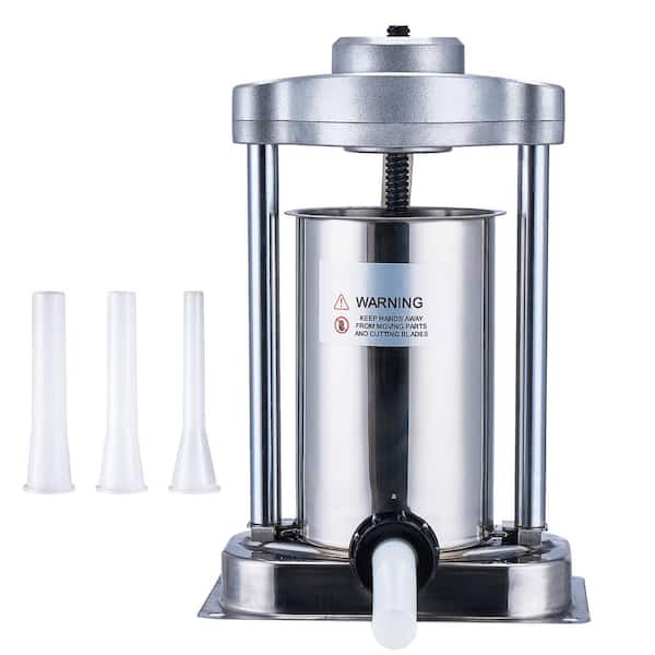 SVOPES 2 L Manual Sausage Stuffer,5 L Vertical Sausage Machine with G-Clamp, Food-Grade Stainless Steel Barrel,2 Stuffing Tubes
