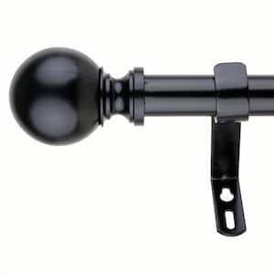 Classic Ball 36 in. - 72 in. Adjustable Curtain Rod 1 in. in Black with Finial