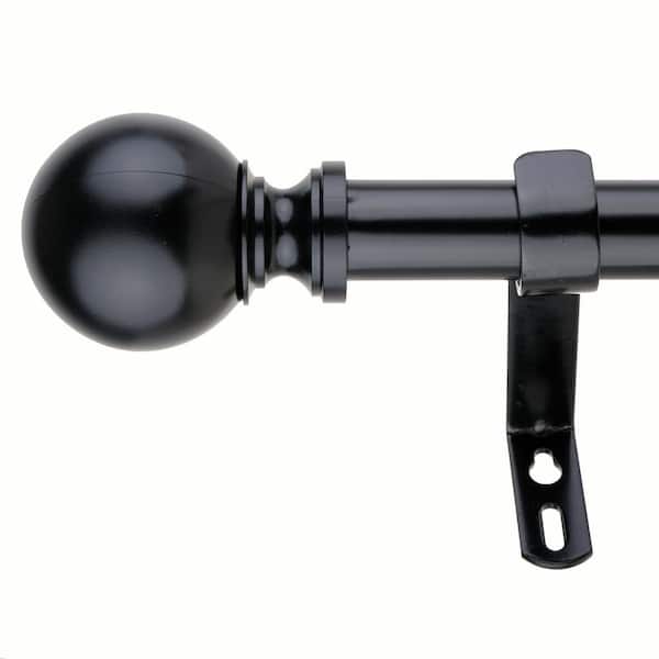 Decopolitan Classic Ball 36 in. - 72 in. Adjustable Curtain Rod 1 in. in Black with Finial