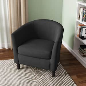 Gray Linen Upholstered Barrel Arm Chair (Set of 1)