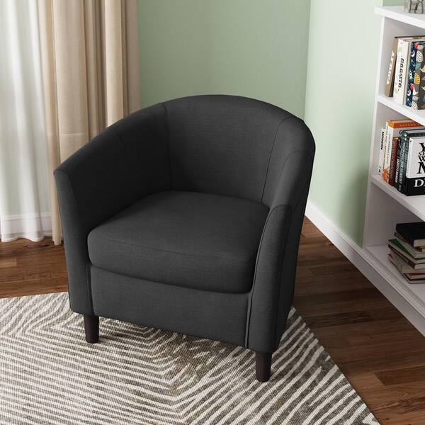 Uixe Gray Linen Upholstered Barrel Arm Chair (Set of 1)