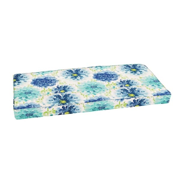 SORRA HOME 40 in. x 17 in. x 2 in. Rectangular Indoor/Outdoor Corded Bench Cushion in Gardenia Seaglass