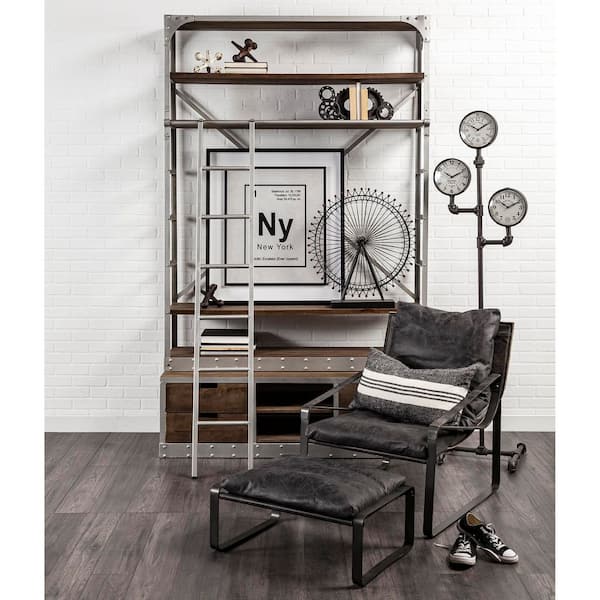 Trifect Black Analog Iron Pipe Three-Face Grandfather Clock