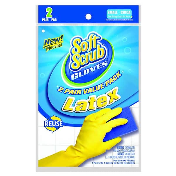 Soft Scrub Premium Latex Cleaning Gloves, Small (2-Pair)