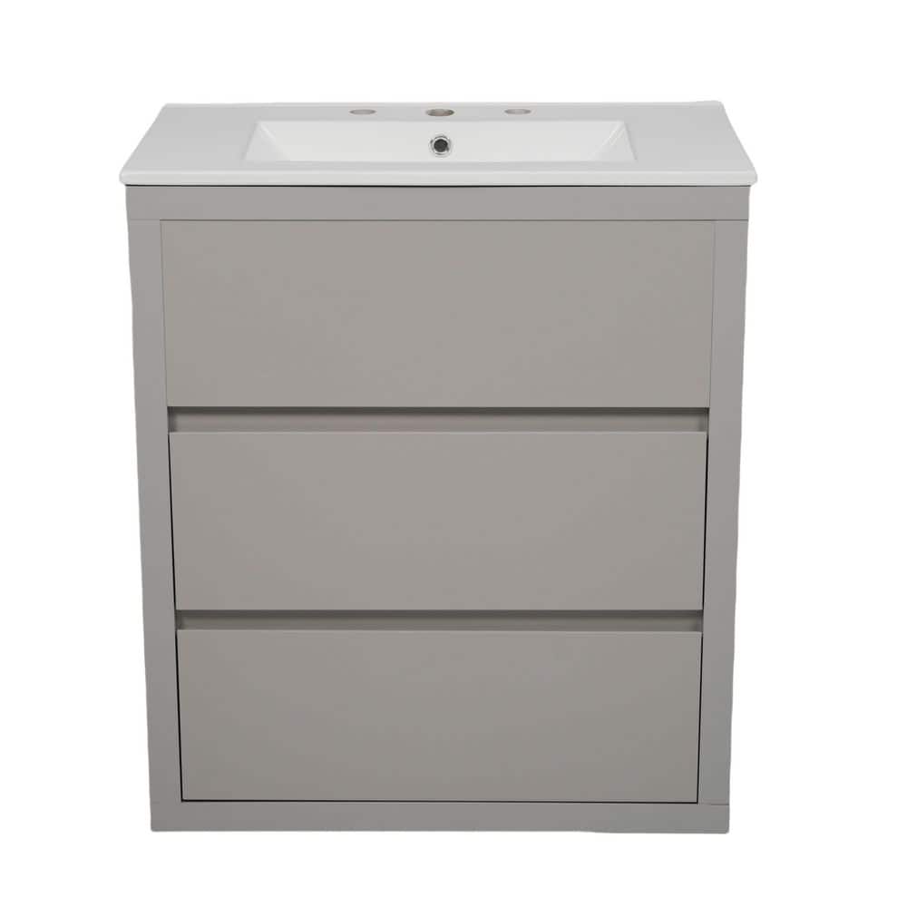 30 in. W x 19 in. D x 34 in. H Gray Bath Vanity with White Ceramic Top, 2 Soft Close Full-Extension Drawers price history on PriceWatchPro