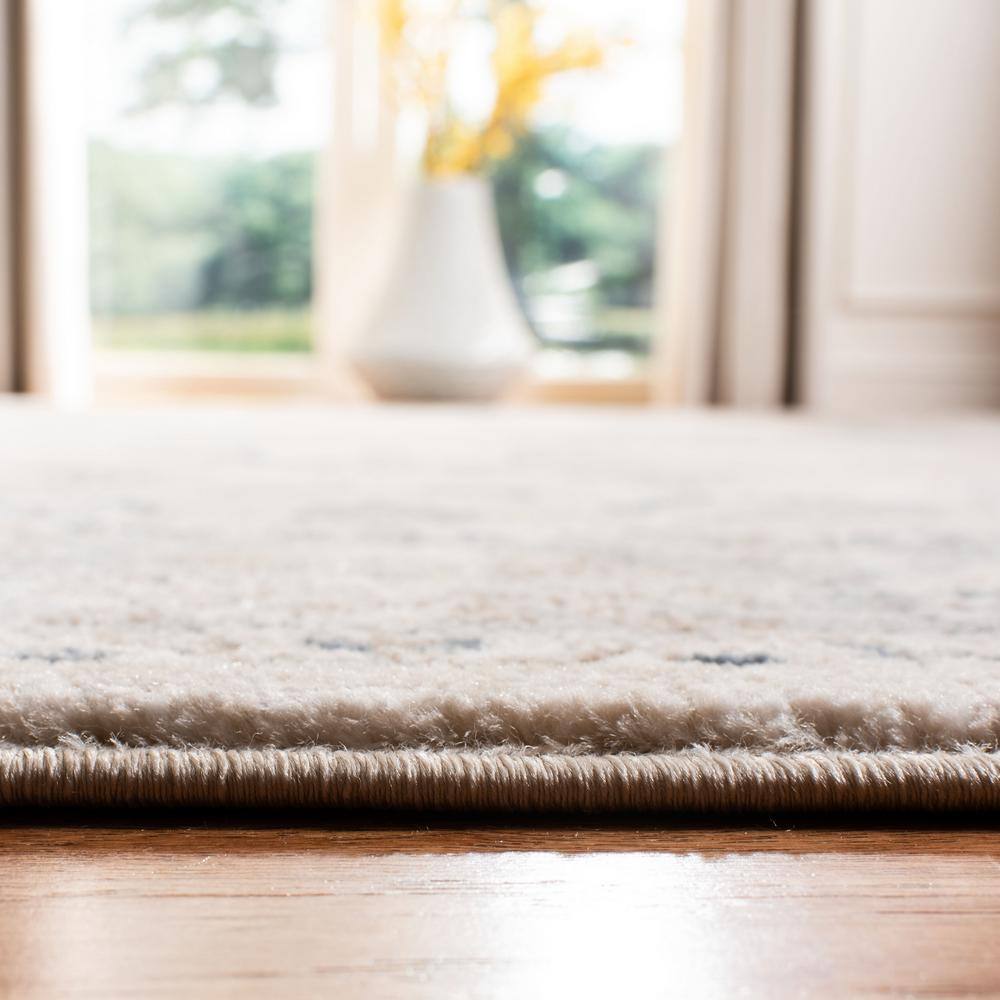 Beige and Gray Floral Medallion 9' x 12' Area Rug