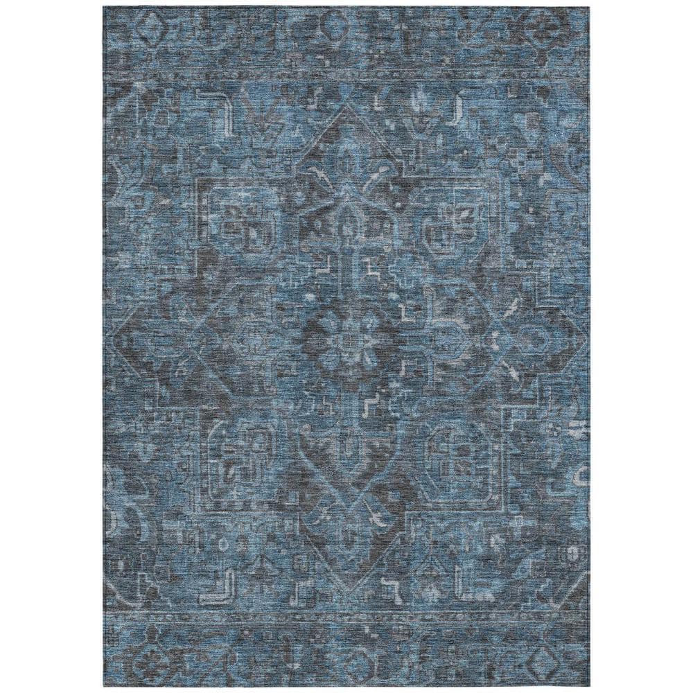 Navy and Black 8 ft. x 10 ft. Woven Oriental Rectangle Indoor/Outdoor Area Rug price history on PriceWatchPro