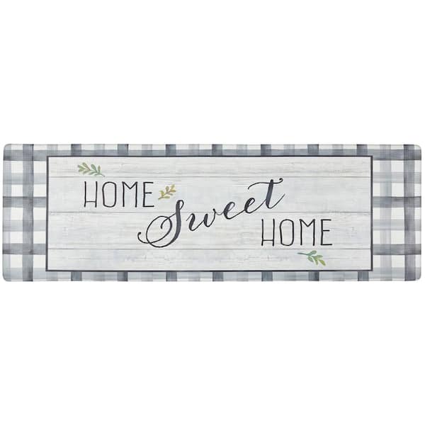 Home Dynamix Cozy Living Home Sweet Home Farmhouse Grey/Green 17.5 in. x 30 in. Anti Fatigue Kitchen Mat