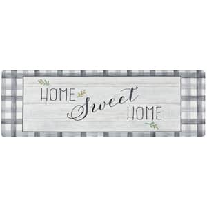Cozy Living Home Sweet Home Farmhouse Grey/Green 17.5 in. x 55 in. Anti Fatigue Kitchen Mat