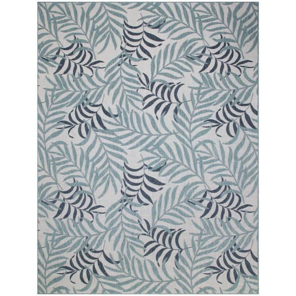 Nourison Garden Oasis Blue 9 ft. x 12 ft. Nature-inspired Contemporary Area Rug