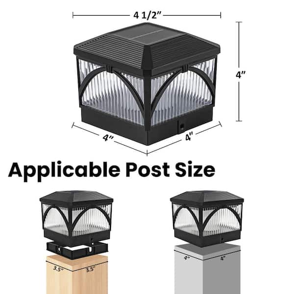 C Cattleya 4 x 4 or 3.5 x 3.5 Black Integrated LED Solar Post Cap