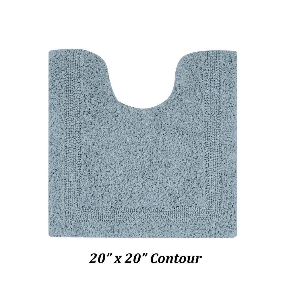Luxurious Blue Cotton Tufted 4-Piece Bath Rug Set