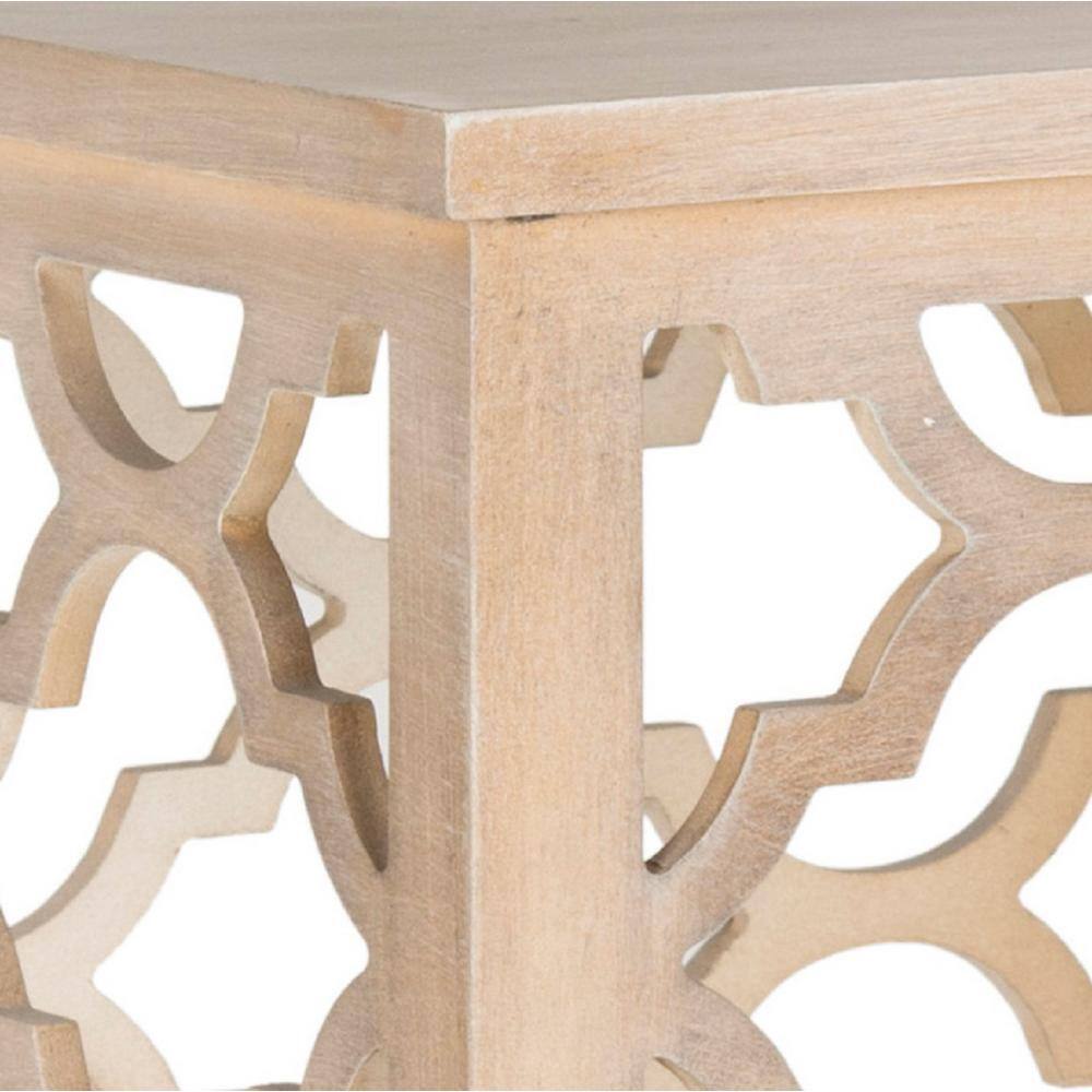 Gray Geometric Wood and Metal Square End Table