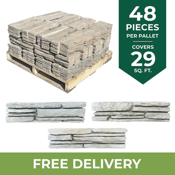 Fieldstone 17.5 in. x 5 in. x 4 in. Tan Variegated Concrete Garden Wall Block Edger (48 Pcs / 29 sq. ft. / Pallet)