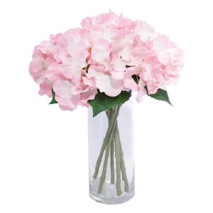 14 in. Blush Pink Artificial Hydrangea Flower Stem Spray (Set of 12)