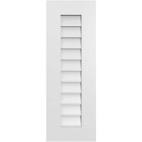 Ekena Millwork 12 in. x 34 in. Rectangular White PVC Paintable Gable Louver Vent Non-Functional