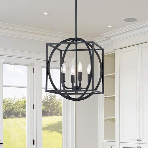 Aly 4-Light Black Lantern Pendant Light
