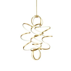 Synergy 41-in 1 Light 200-Watt Antique Brass Integrated LED Chandelier