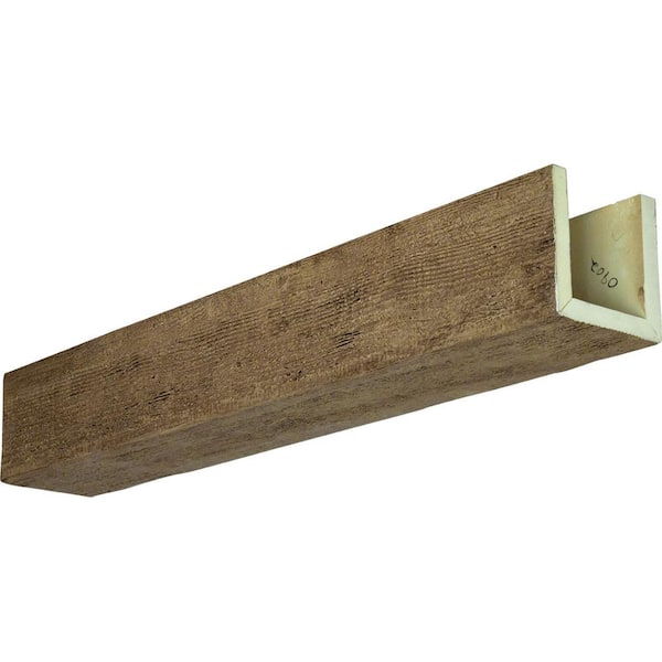 Ekena Millwork 8 in. x 6 in. x 8 ft. 3-Sided (U-Beam) Rough Sawn Natural Golden Oak Faux Wood Ceiling Beam