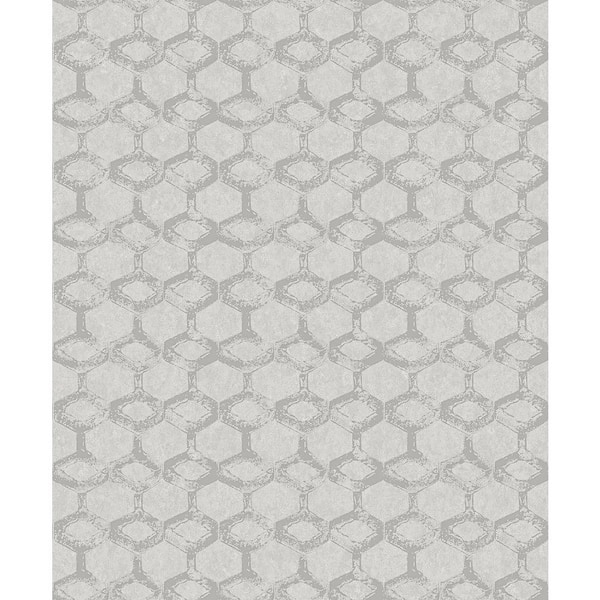 A-Street Prints Grey Besi Platinum Tiled Wallpaper Sample