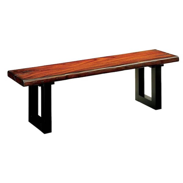 Benjara Maddison Contemporary Style Tobacco Oak Brown Bench 15" L x 59" W x 18" H