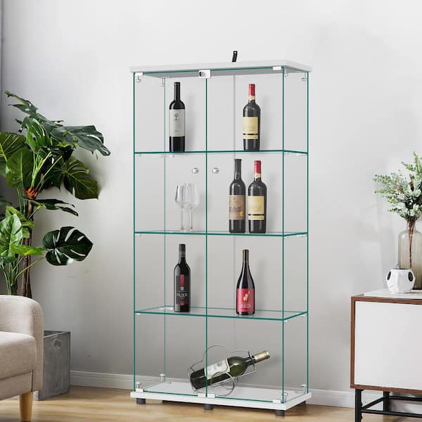 Lirago White 64.8 in. x 31.7 in. x 14.4 in. Accent Cabinet, Office Storage Cabinet with 3 Shelves and Double Door Cabinet