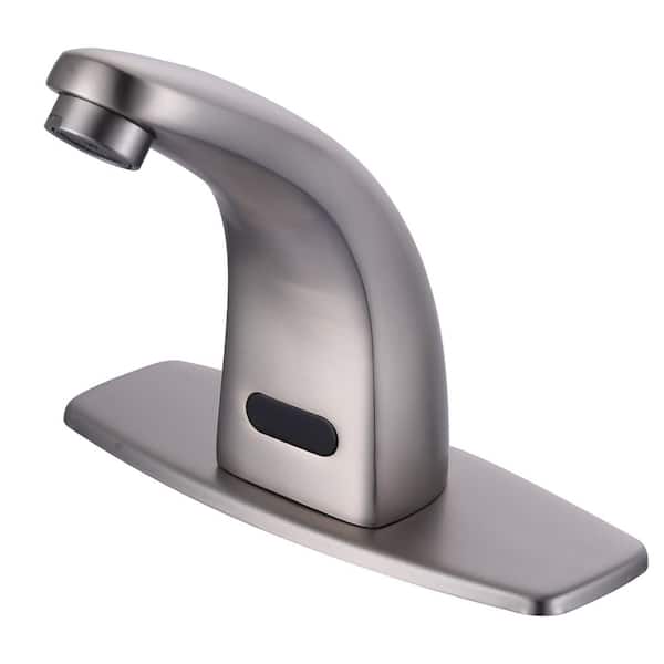 ALEASHA Single Hole Touchless Bathroom Faucet with Deckplate Included in Brushed Nickel