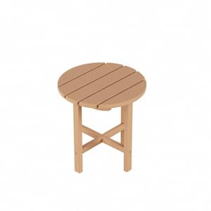 Mason 18 in. Teak Poly Plastic Fade Resistant Outdoor Patio Round Adirondack Side Table