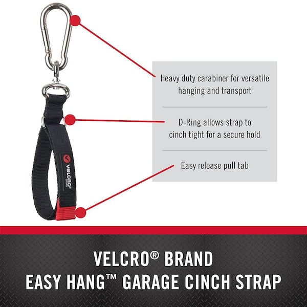 Velcro Easy Hang Heavy Duty Storage Strap with Carabiner Clip, Small