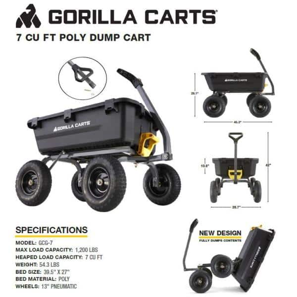 GORILLA CARTS 6 cu. ft. Steel Utility Garden Cart GCG-1200 - The Home Depot