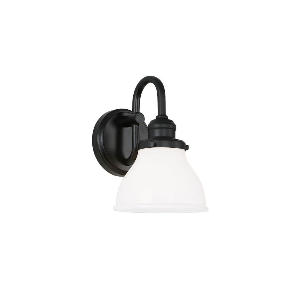 Baxter 1 Light Matte Black Milk Glass Wall Sconce price history on PriceWatchPro