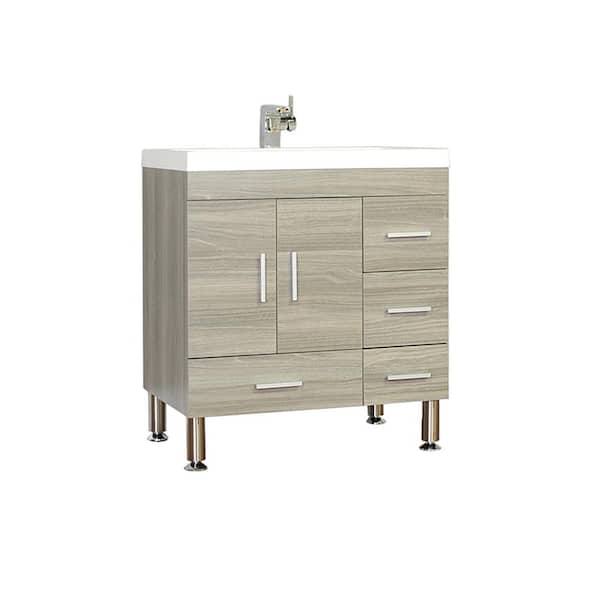 HOME ELEMENTS The Modern 29.375 in. W x 19 in. D Bath Vanity in Gray with Acrylic Vanity Top in White with White Basin