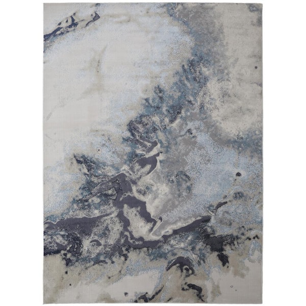 HomeRoots 8 x 10 Blue Abstract Area Rug