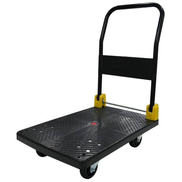 Boosicavelly 17 cu. ft. Metal Folding Black Yellow Serving Cart with Dust Guard