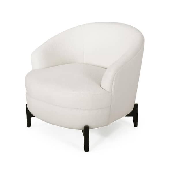 Noble House Mendota White and Black Boucle Club Chair