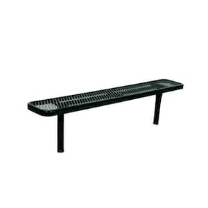 6 ft. Diamond Black Commercial Park Bench without Back Surface Mount