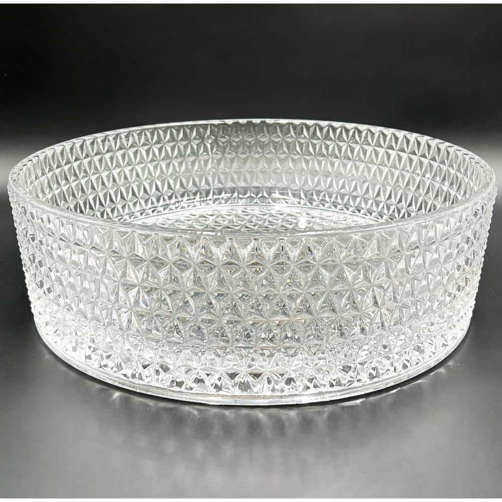 Crystal Clear Textured Glass Circular Bathroom Vessel Sink