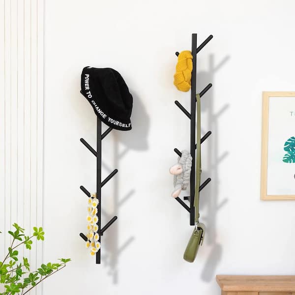 Wall Mounted Coat Rack 24 Inches with 6 Hooks - 2 Pack, Wall Coat