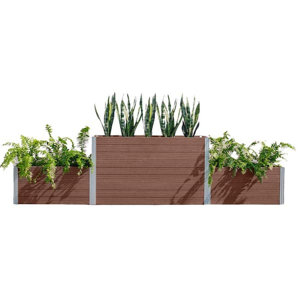 New England Arbors Vita Urbana 132"L x 16"W x 33"H Vinyl Parklette Planter Combo, Espresso Brown, VT17526