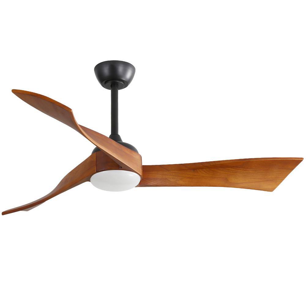 52 in. Indoor Walnut Wood Ceiling Fan with Dimmable Light 3 Solid Wood Blad