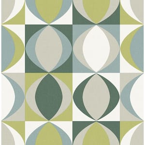 Archer Green Linen Geometric Green Wallpaper Sample
