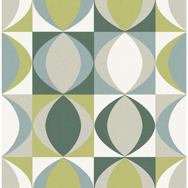 A-Street Prints Archer Green Linen Geometric Green Wallpaper Sample
