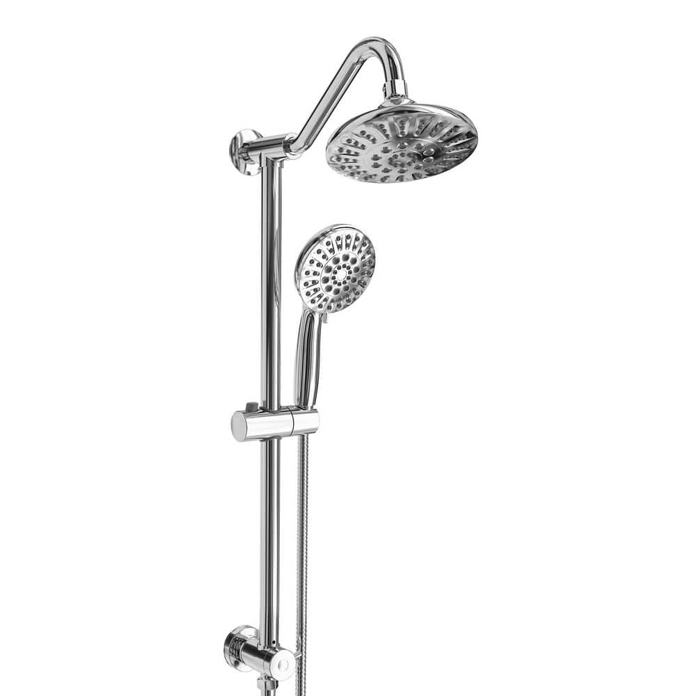 Dual 6-Spray Wall Mount Handheld Shower Head with Adjustable Slide Bar 2.5 GPM in Chrome