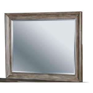 Medium Rectangle Rustic Oak Classic Mirror (36 in. H x 2 in. W)
