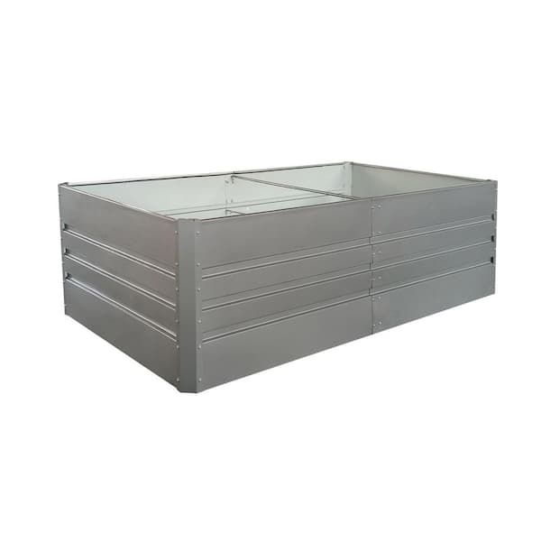 6 x 3 x 2 ft. Grey Metal Garden Bed, Outdoor Planter Box Patio Kit for Vegetables Flowers Herb