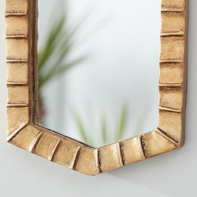 Small Hexagonal Gold Textured Classic Accent Mirror - Set of 3 (14 in. H x 7 in. W)
